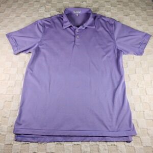 Peter Millar Summer Comfort Mens XL Purple Pink Striped Golf Polo Shirt